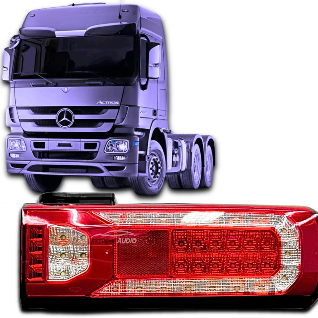 Lanterna Traseira de caminhao Led Mb New Actros Bivolt Lado direito Sirene Esquerdo com Vigia