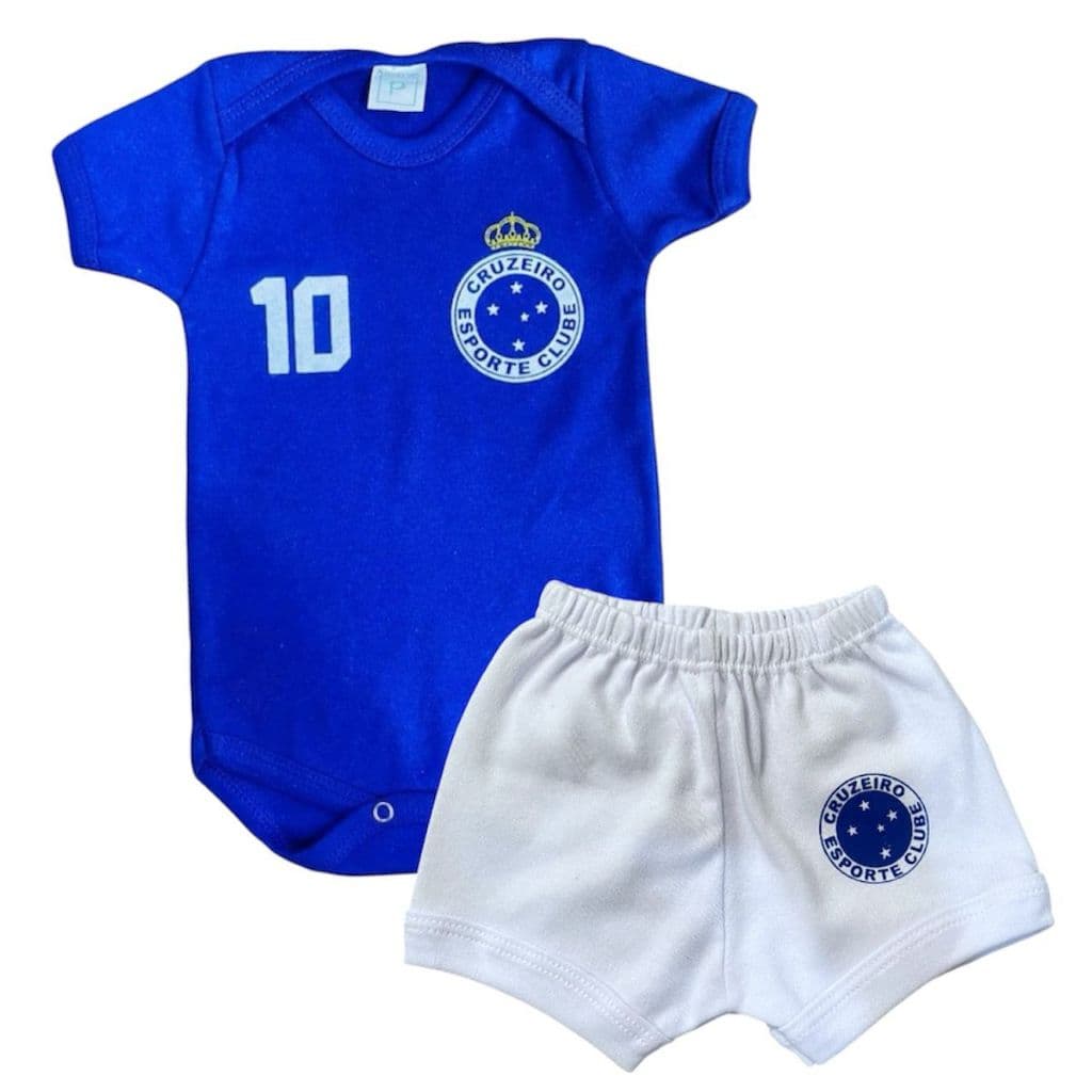 Kit Body Bebê Time Cruzeiro + Shorts Mesverário Menino