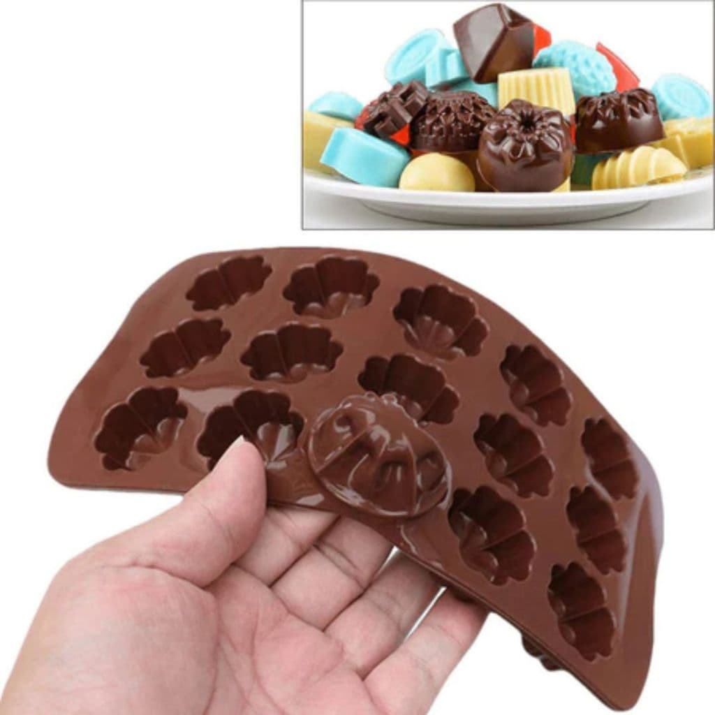 Molde de Silicone para Doces Formato Flor, Concha e Coração Forma Para Bombom Confeitaria