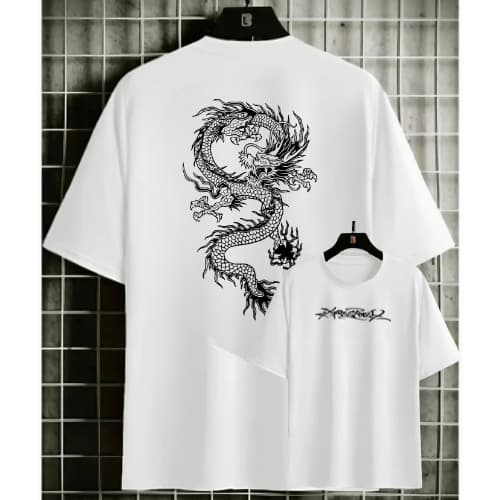 Camisa Masculina Camiseta Básica Malha Premium Blusa  Dragão Academia Primavera Verão Streetwear Unissex