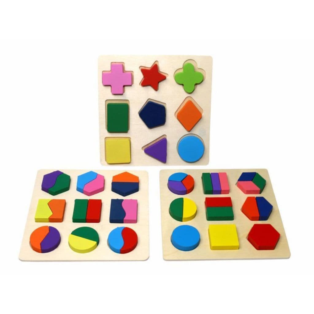 Brinquedo Pedagógico / Educativo Encaixe Formas Geométricas de Madeira nas cores NEON