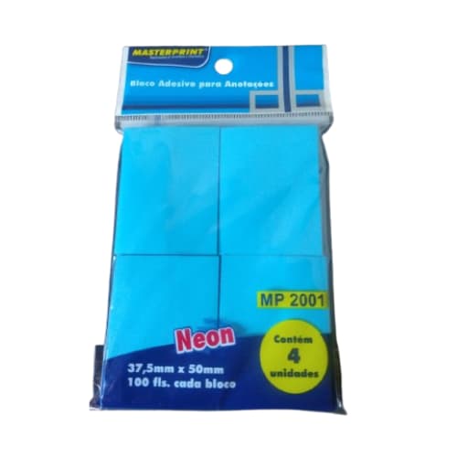 Bloco Recado Adesivo 37,5mm x 50,0mm pct c/ 04x100 Masterprint