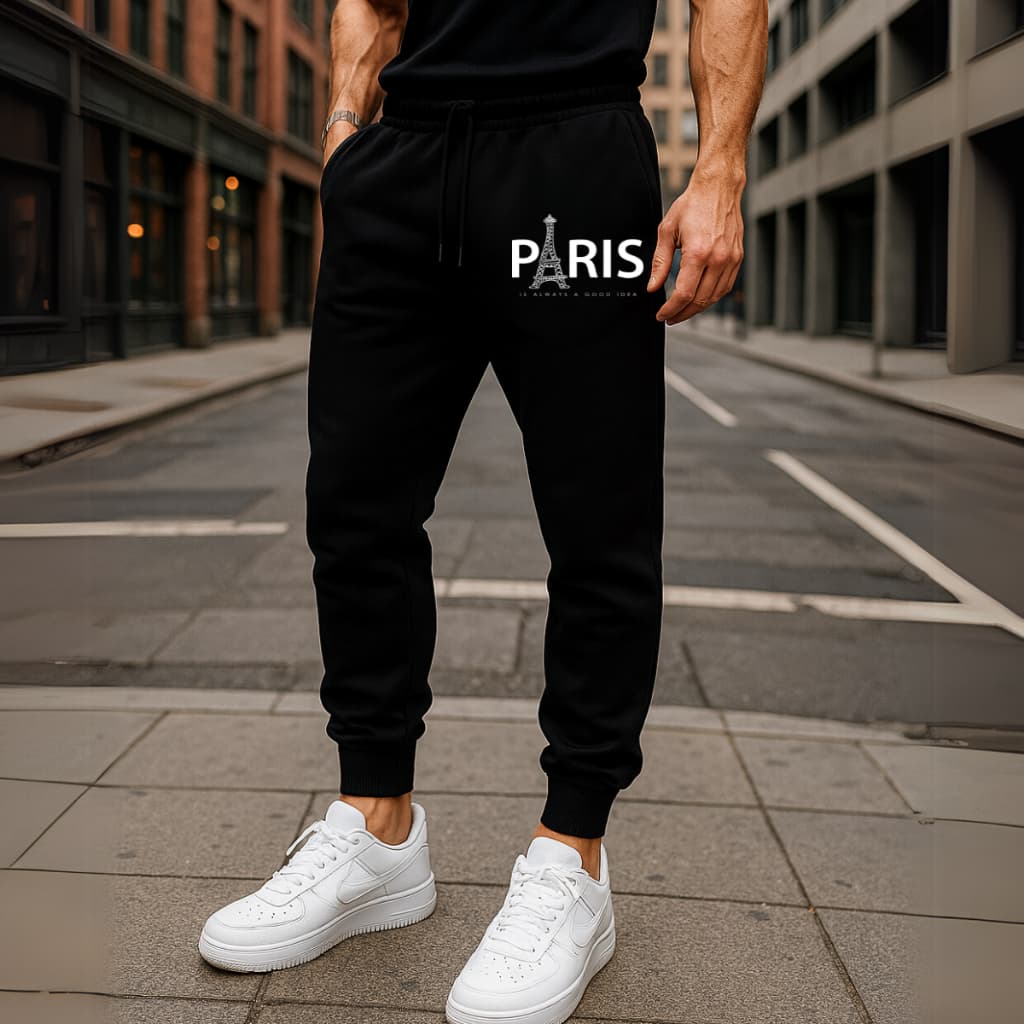 Calça Moletom Paris Moda Inverno Flanelada C/ Bolsos Estilo Urbano