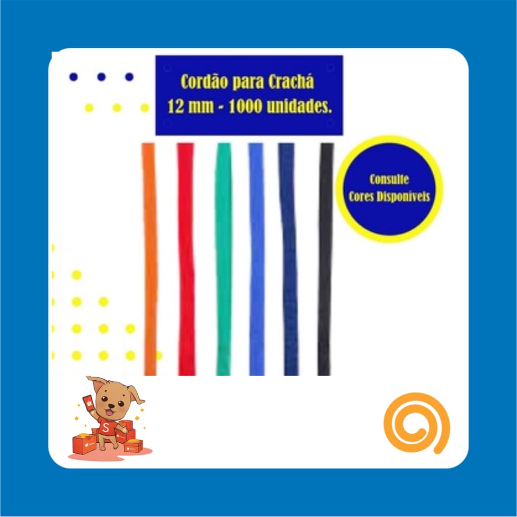 Cordão para Crachá 12mm Cortado 85cm - 1.000 Unidades | Cordão Identificação | Cordão para Credencial