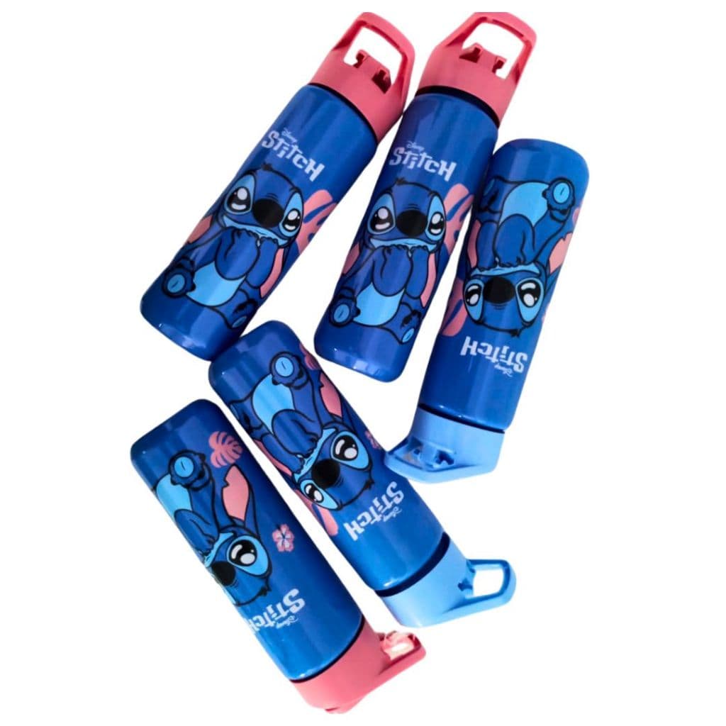 Garrafa Stitch Infantil Azul Rosa Garrafinha de aguá infantil Stitch 700ml