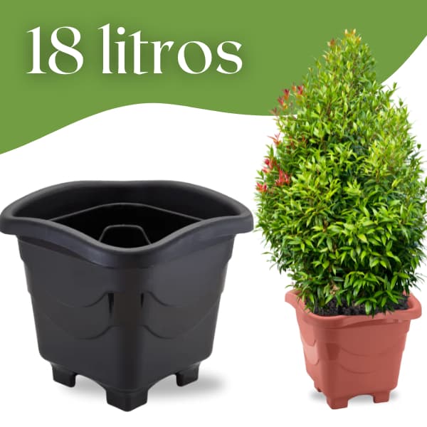 Vaso de Planta grande - 18 litros ou 30 Litros Preto ou Marrom - Pote Decorativo de Jardim Plástico Cachepot Árvore