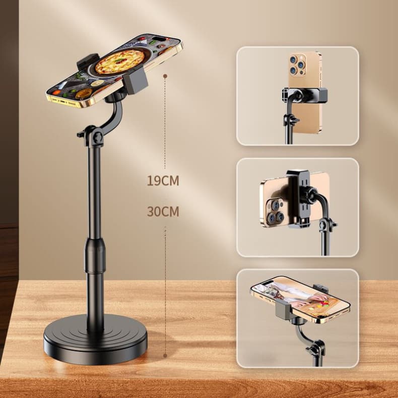 Suporte Tripé Para Mesa Com  Mini Pedestal Ajustável 360° Ideal Para Gravação de Videos