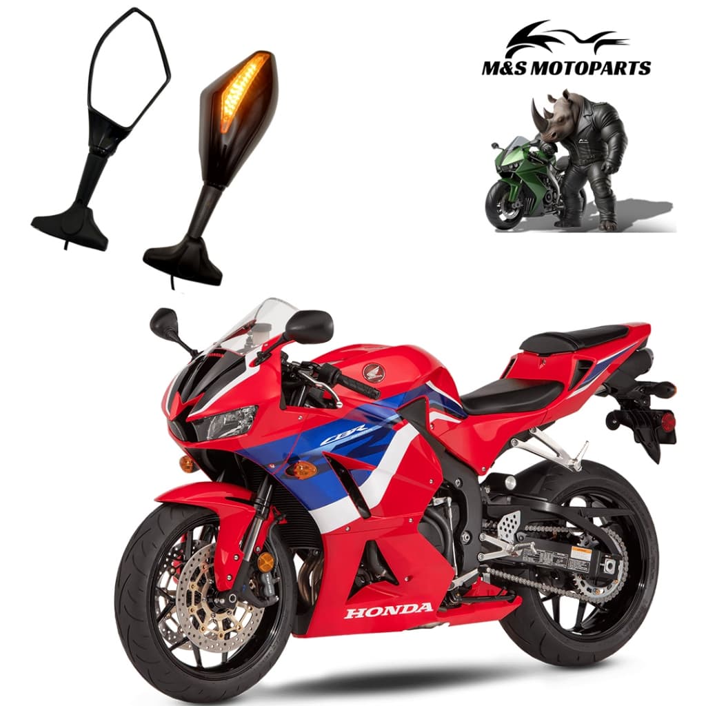Retrovisor com pisca moto carenada universal Preto para moto carenada Honda CBR 600RR PAR