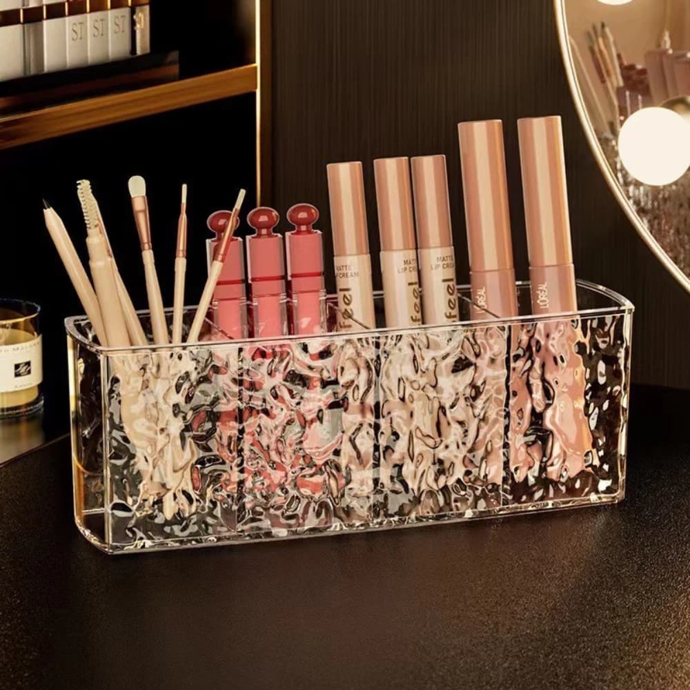 Organizador de Cosmético Porta Pincel Maquiagem Penteadeira 4 Divisórias Diamante