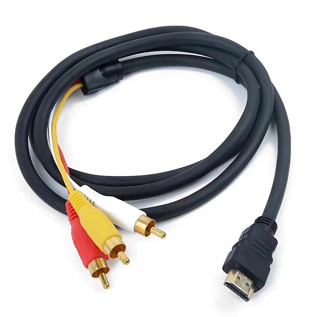 Cabo HDMI Macho para 3 RCA AV - 1,5M - Áudio e Vídeo, Full HD 1080p