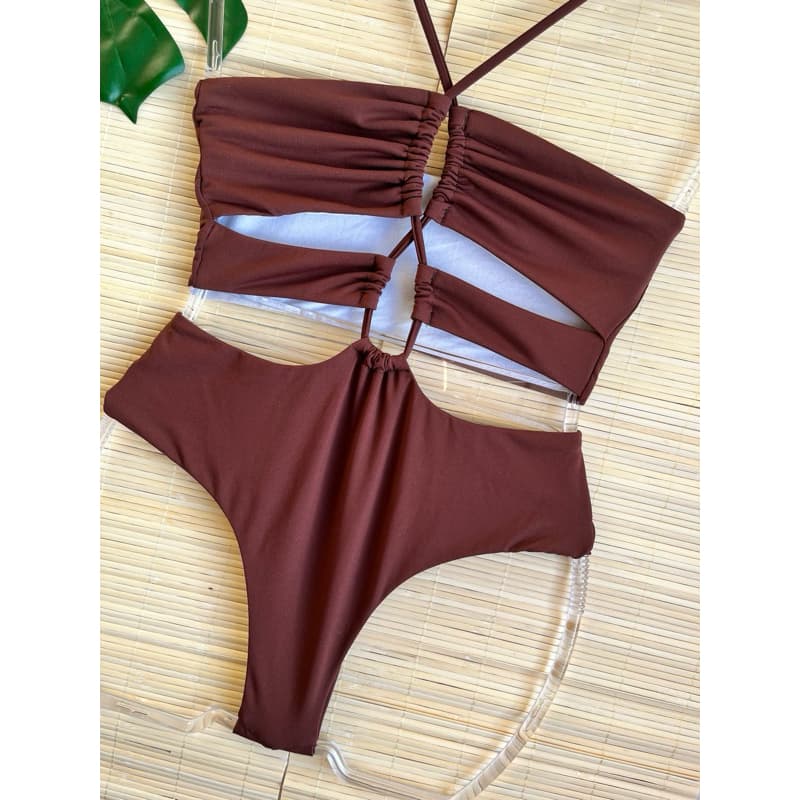 Maiô Feminino Fio Duplo Com Bojo Removível Decote Recortes e Detalhes