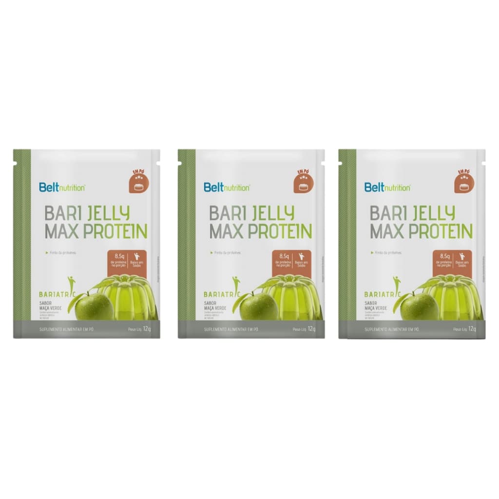 Kit 3 Belt Bari Jelly Max Protein Nutriente Sabor Maçã Verde