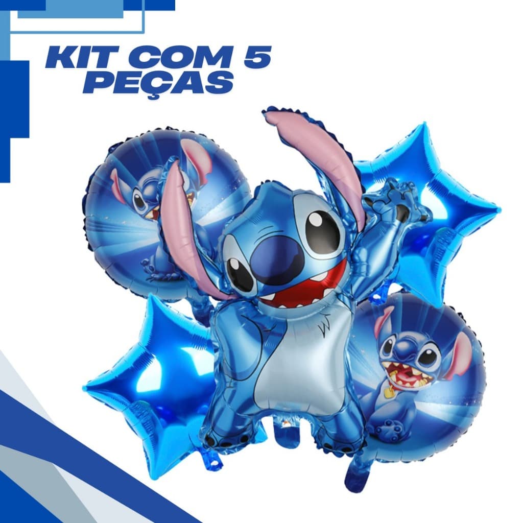 Kit 5 Balão Metalizado Lilo Stitch e Angel Festa Decoração Aniversário  Bexiga  Kit 5 ou Unitário