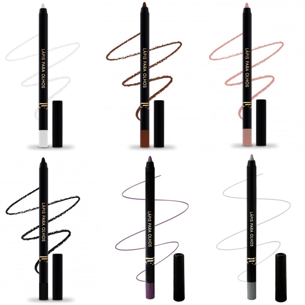 Lápis Delineador Apontável para Olhos LFPRO - Preto Nude Branco Marrom Berinjela ou Cinza