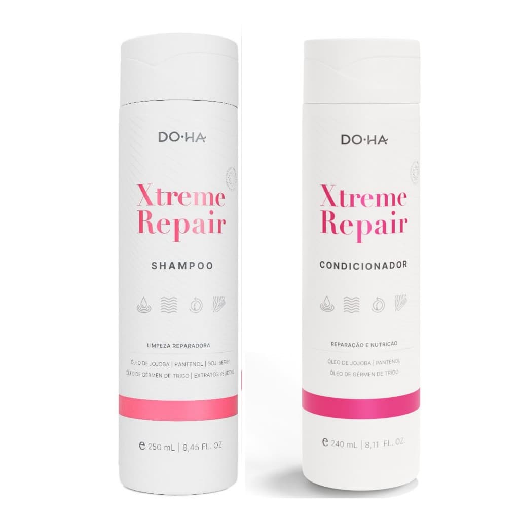 Kit Shampoo Condicionador Xtreme Repair DOHA Limpeza suave e condicionamento capilar