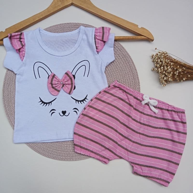 Conjunto bebê menina blusa e short roupa de bebê