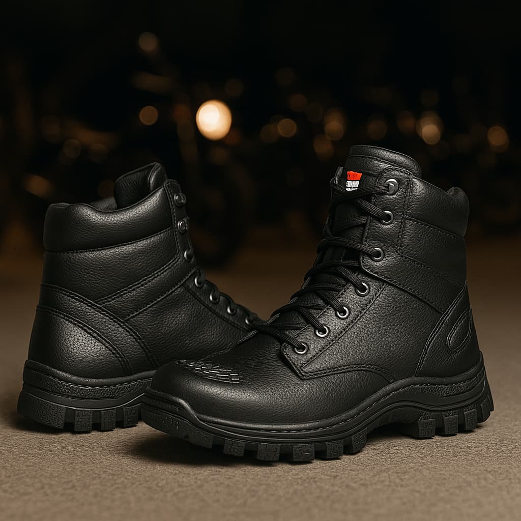 Bota Em Couro Legitimo Coturno Masculino Confortavel Resistente Cano Medio Casual Motociclista