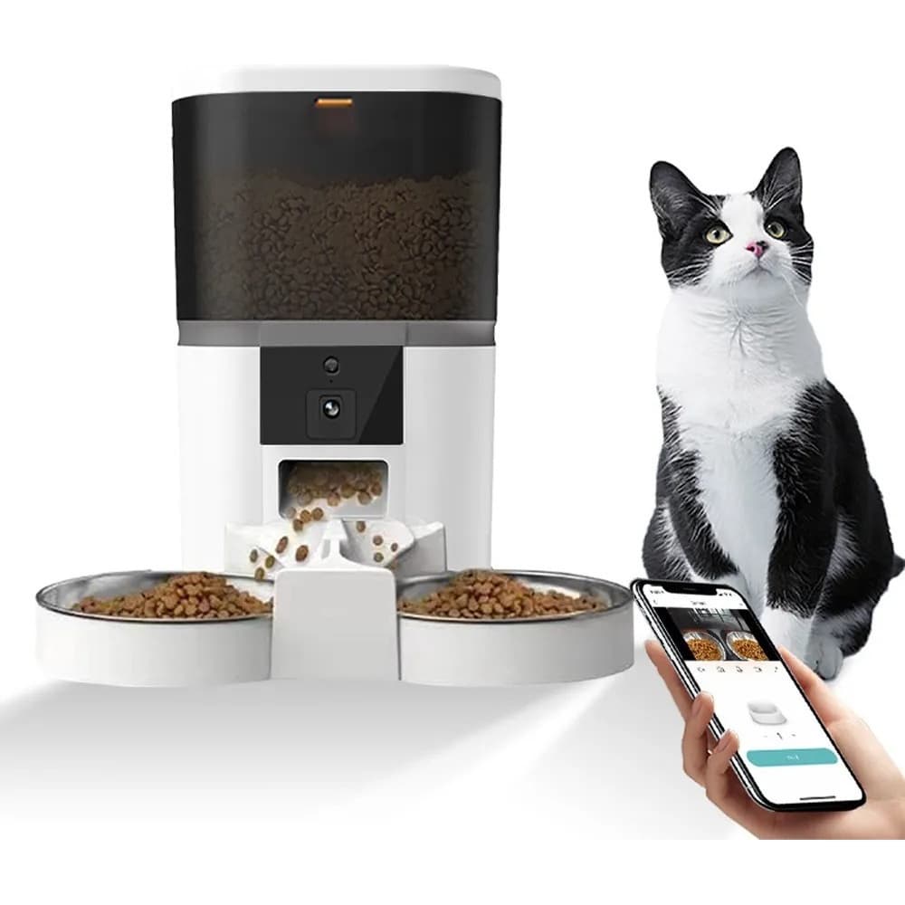 Alimentador Pet Gato Automatico Camera Wifi Control App Projeta Seu Pet Alimentação Automatica Para Viagens Comedouro