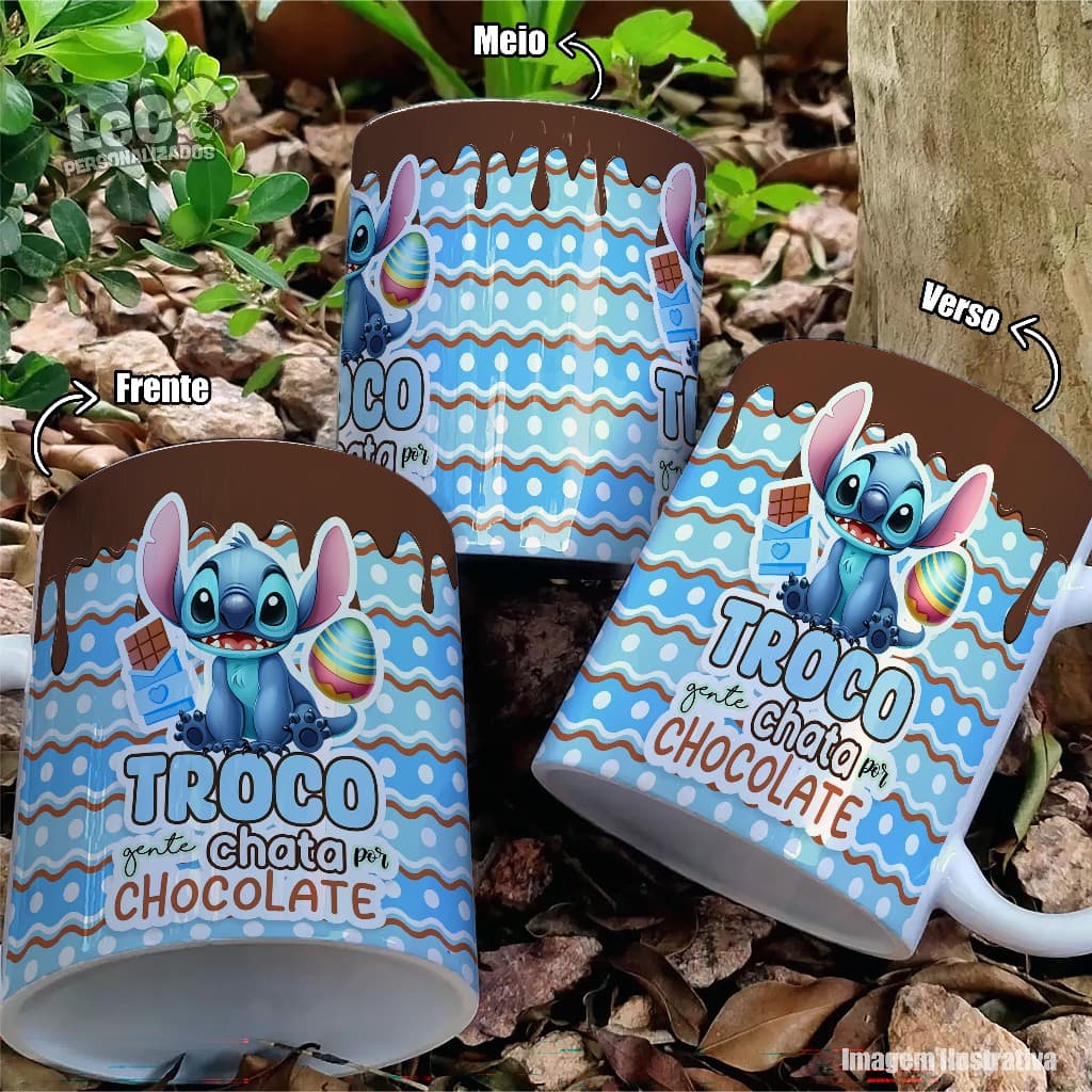 Caneca de Páscoa Stitch – Caneca Páscoa - Caneca de Páscoa Personalizada com Nome - Caneca Stitch