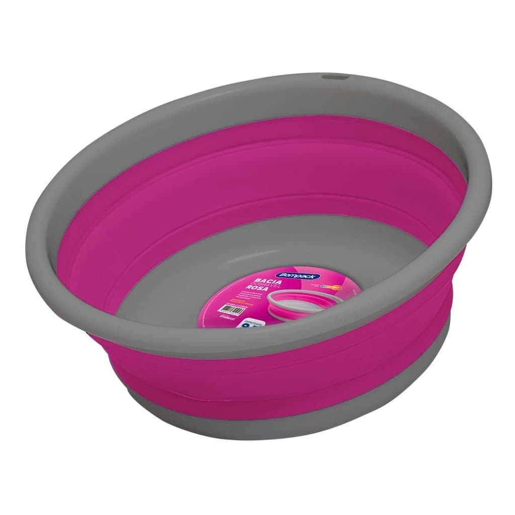 Bacia Retrátil Balde Dobrável Multiuso Cesto Portátil 9,5 Lts Rosa
