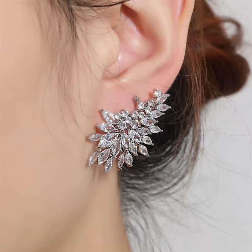 Brincos Feminino Ear Cuff Casamento Debutante Festa Brilhante Zircônia