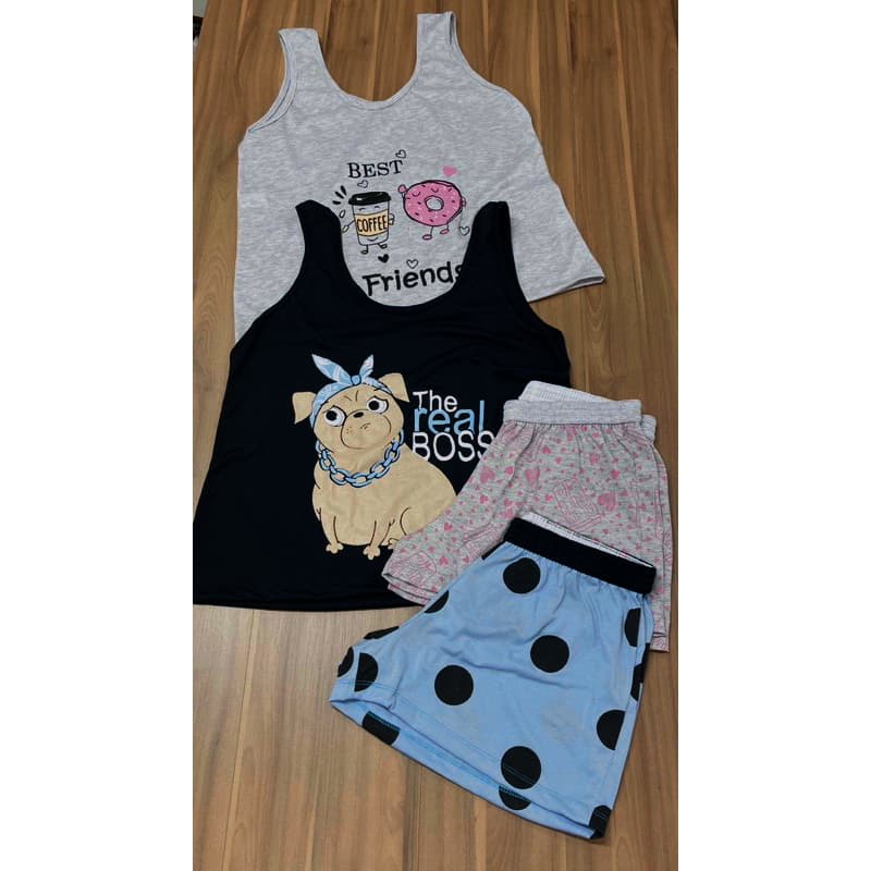 KIT DE 2 babydol  blusa regata com estampa short charmoso