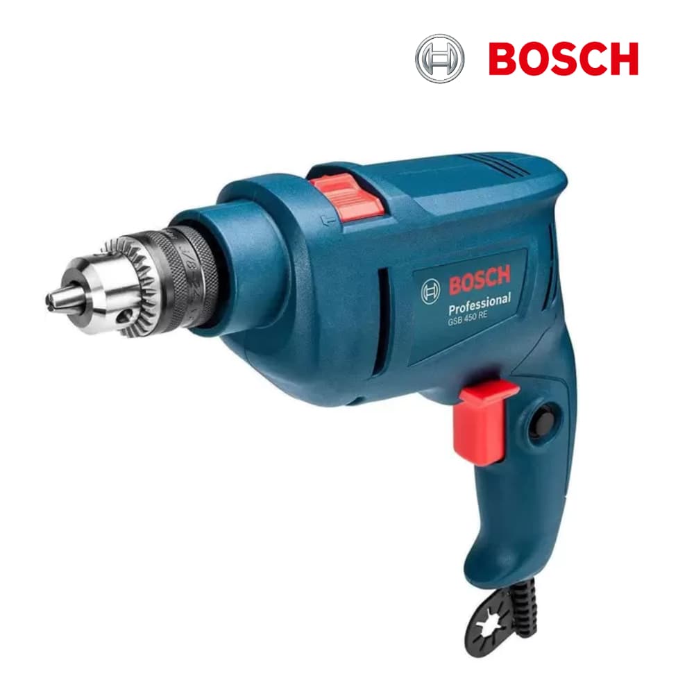 Furadeira Parafusadeira Bosch  Impacto 450W 3/8" GSB Profissional Mandril Botão Trava Compacta Metal