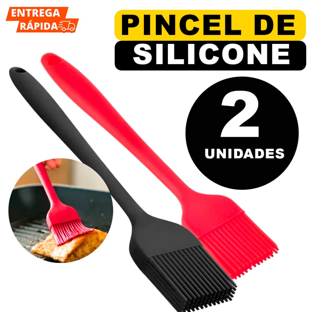 Kit 2 Pincel De Silicone Utensílio De Cozinha Confeitaria E Culinária Para Pincelar Antiaderente