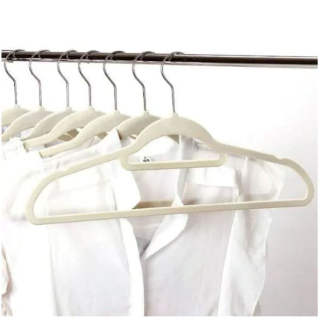 Kit 10 Unidades Cabide Slim de Veludo Bege