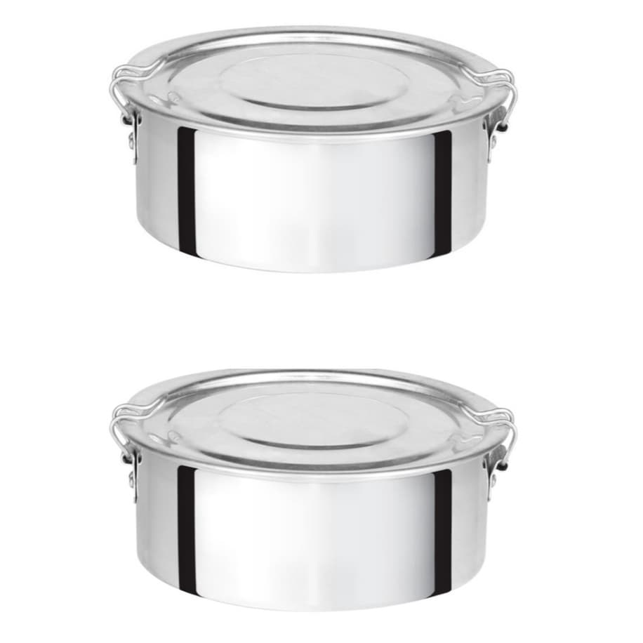 Kit com 2 Marmitas Redondas Altas com Trava Nº14 – 900 ml em Alumínio Polido