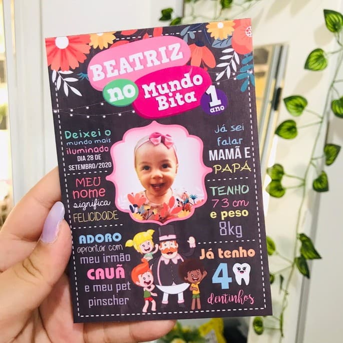 Íma de Geladeira Chalkboard Personalizado Mundo Bita Lembrancinha