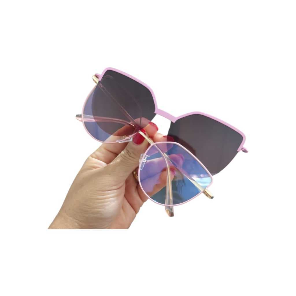 Armação Para Óculos de Grau 2 em 1 Clip-on Clipon Rosinha Rosa Delicado