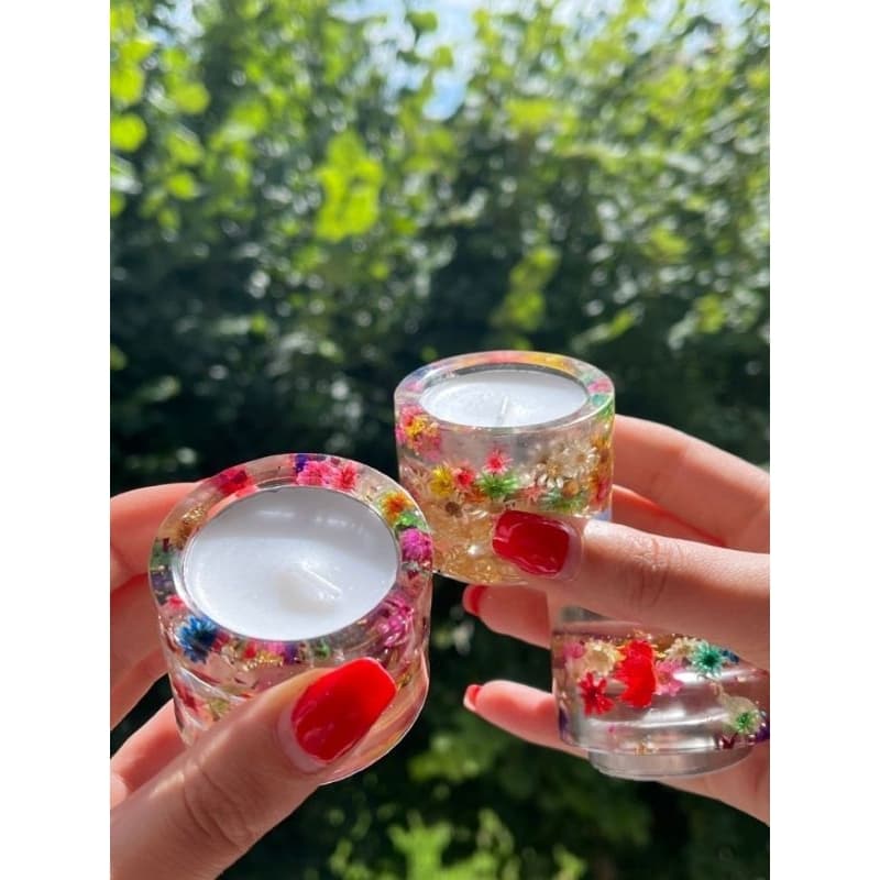 KIT potes potinhos PORTA VELAS e MINI VASOS de planta em resina (Com Três unidades) LEIA A DESCRIÇÃO