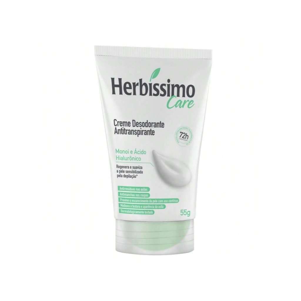 Creme Desodorante Antitranspirante Herbíssimo Care Monoi e Acido Hialuronico Bisnaga 55g