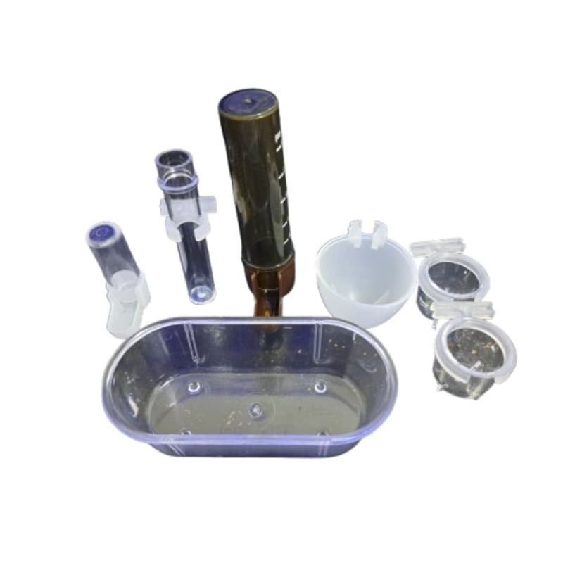Kit Coleiro papa capim tiziu - Banheira / Porta Vitaminas / Bebedouros / Porta Tiririca
