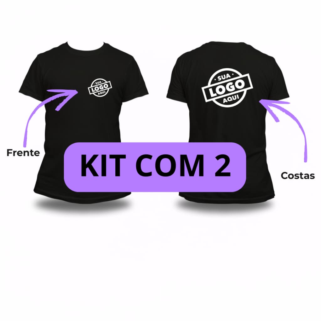 Kit 2 Camiseta Personalizada Uniforme Com Sua Logo 100% Algodão