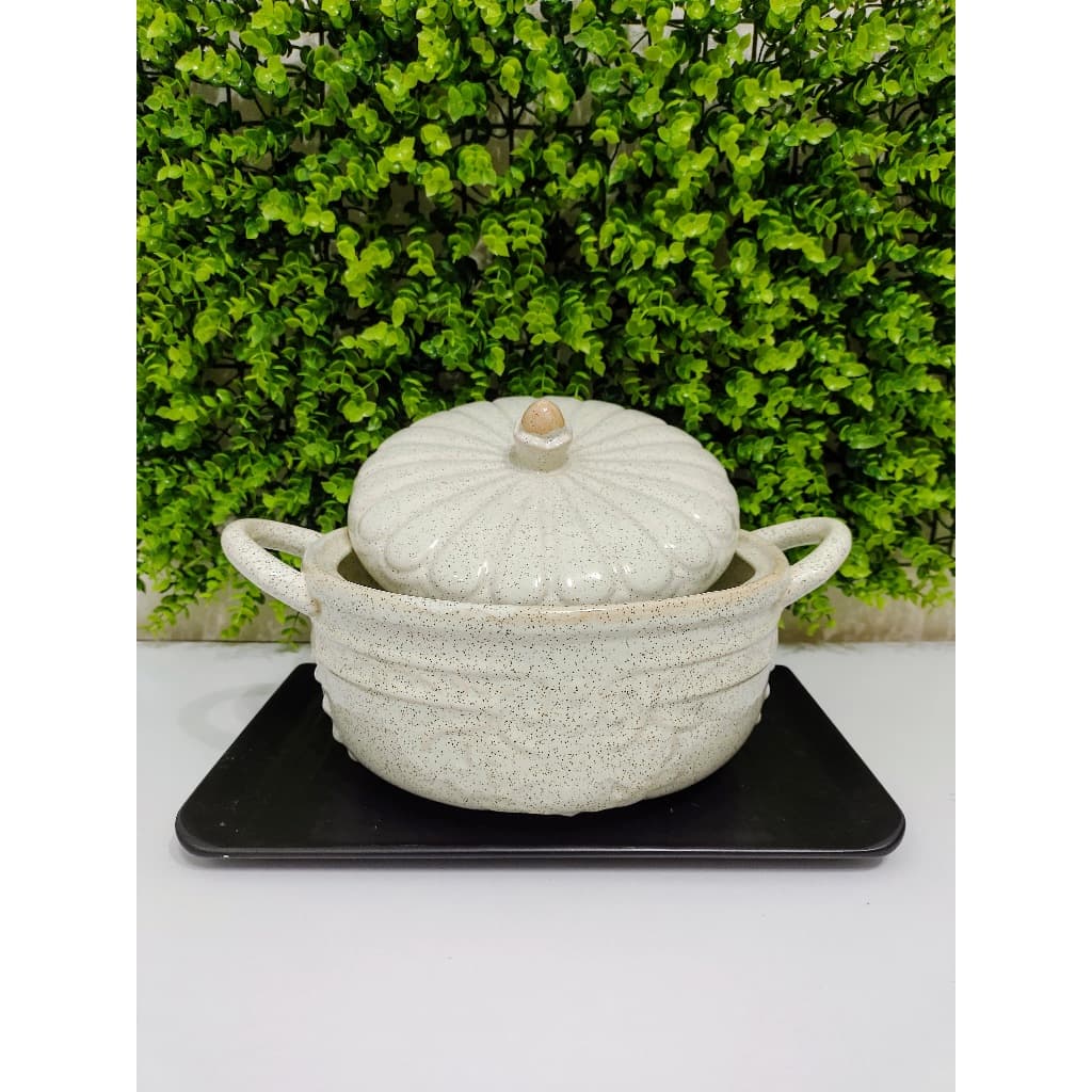 Panela/Caçarola/Sopeira Imperial  Classic Cerâmica Creme Granilite- 2,5 Litros - Mesa Posta