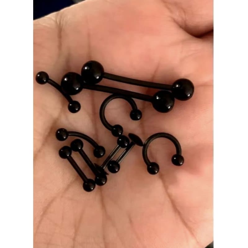 Kit 10 Piercing Preto Silicone Flexíveis