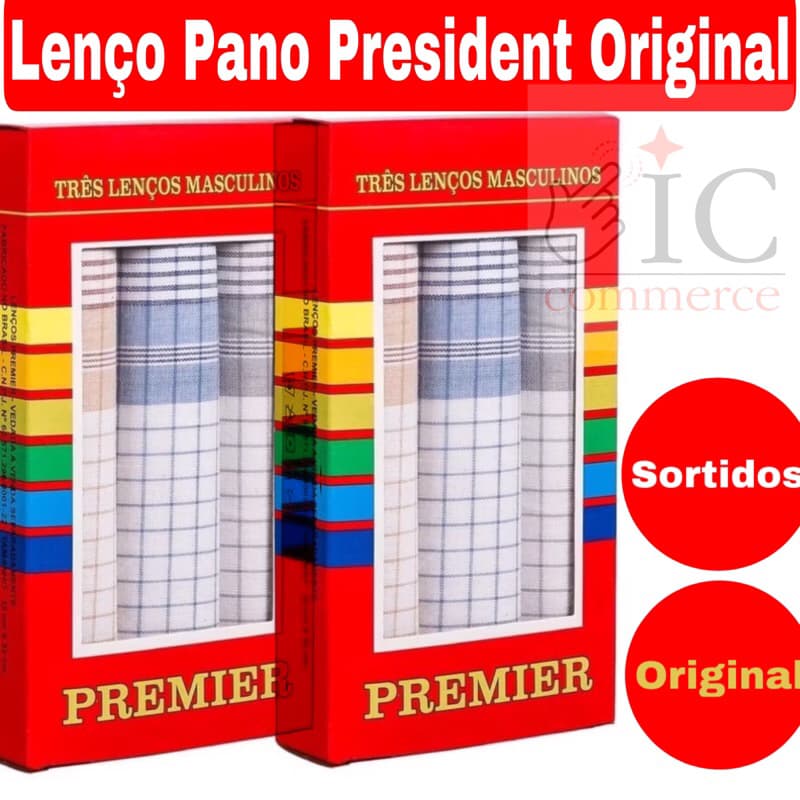 Lenço de Pano Masculino Premier/Caixa com 3 unidades