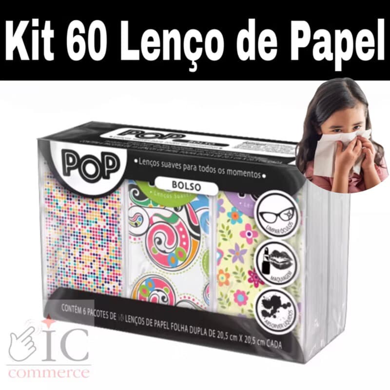 Lenços de Papel Pop Folha Dupla C/06 Pacotes de 10 Lenços Damapel