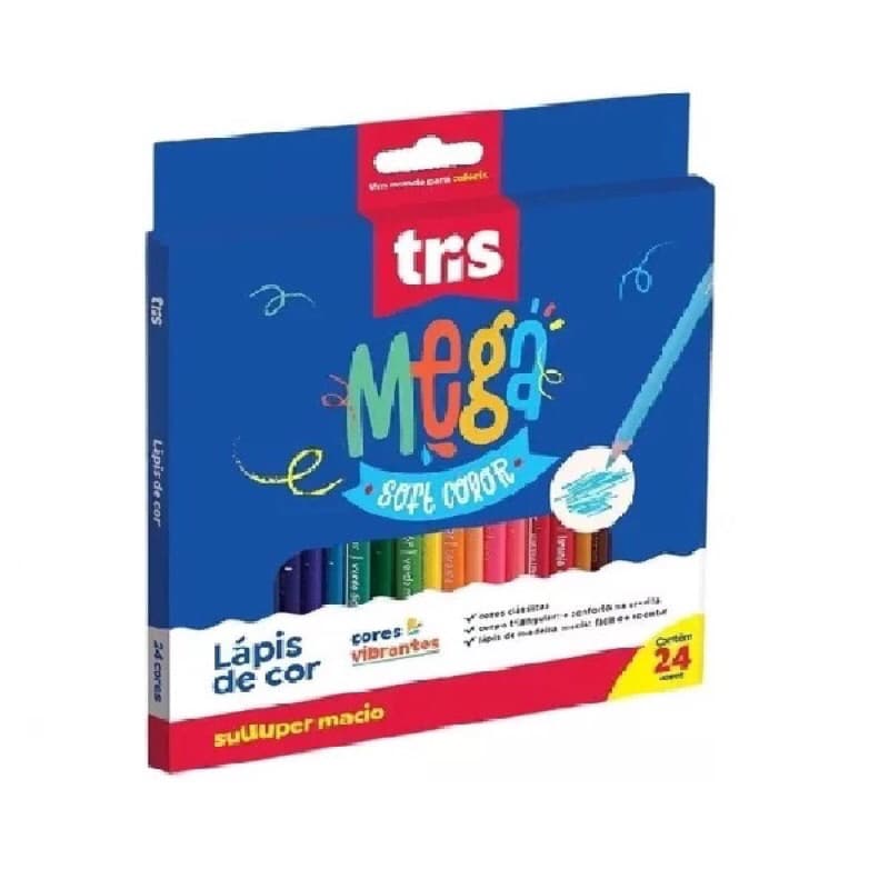 Lápis de Cor Mega Soft Color TRIS 24 Cores.