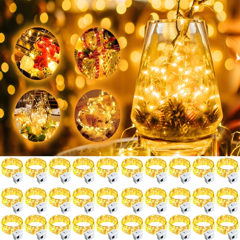30 Fio de Led para Decoração LED 2M com Bateria 3 Modos de Pisca impermeável luz decorativa para festas