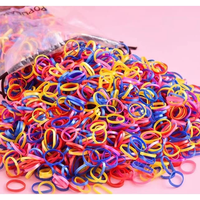Kit 370 Pçs Elástico de Cabelo Liga de Silicone Multicolorido Infantil