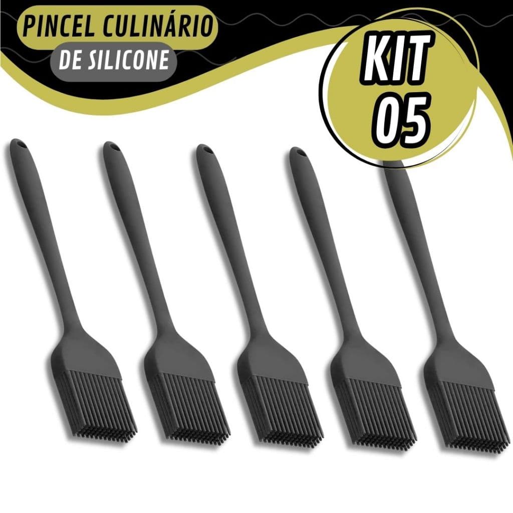 Kit 5 Pincel Culinário de Silicone 26cm Para Confeiteiros Cozinha Casa e Restaurante