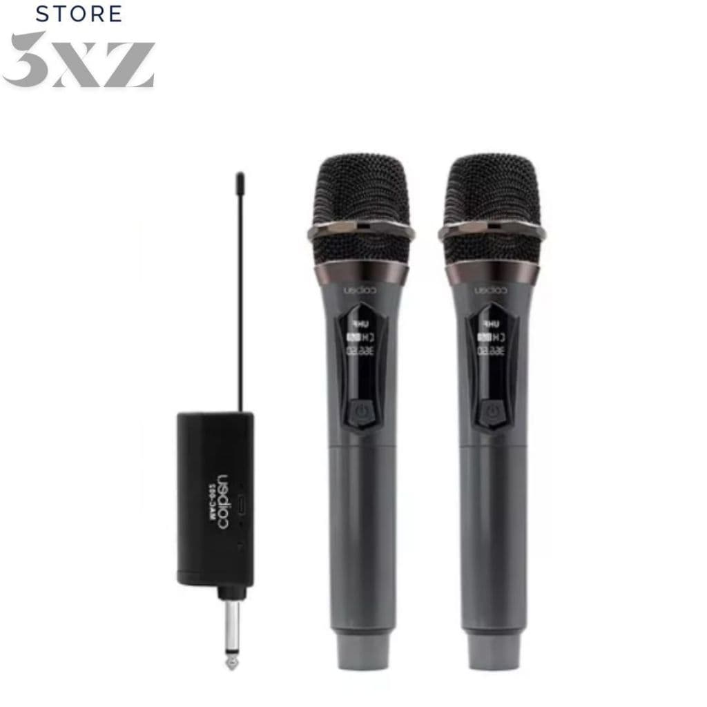 Microfones Dinâmico Sem Fio Duplo Profissional Recarregável Uhf Conjunto de microfone de um a dois