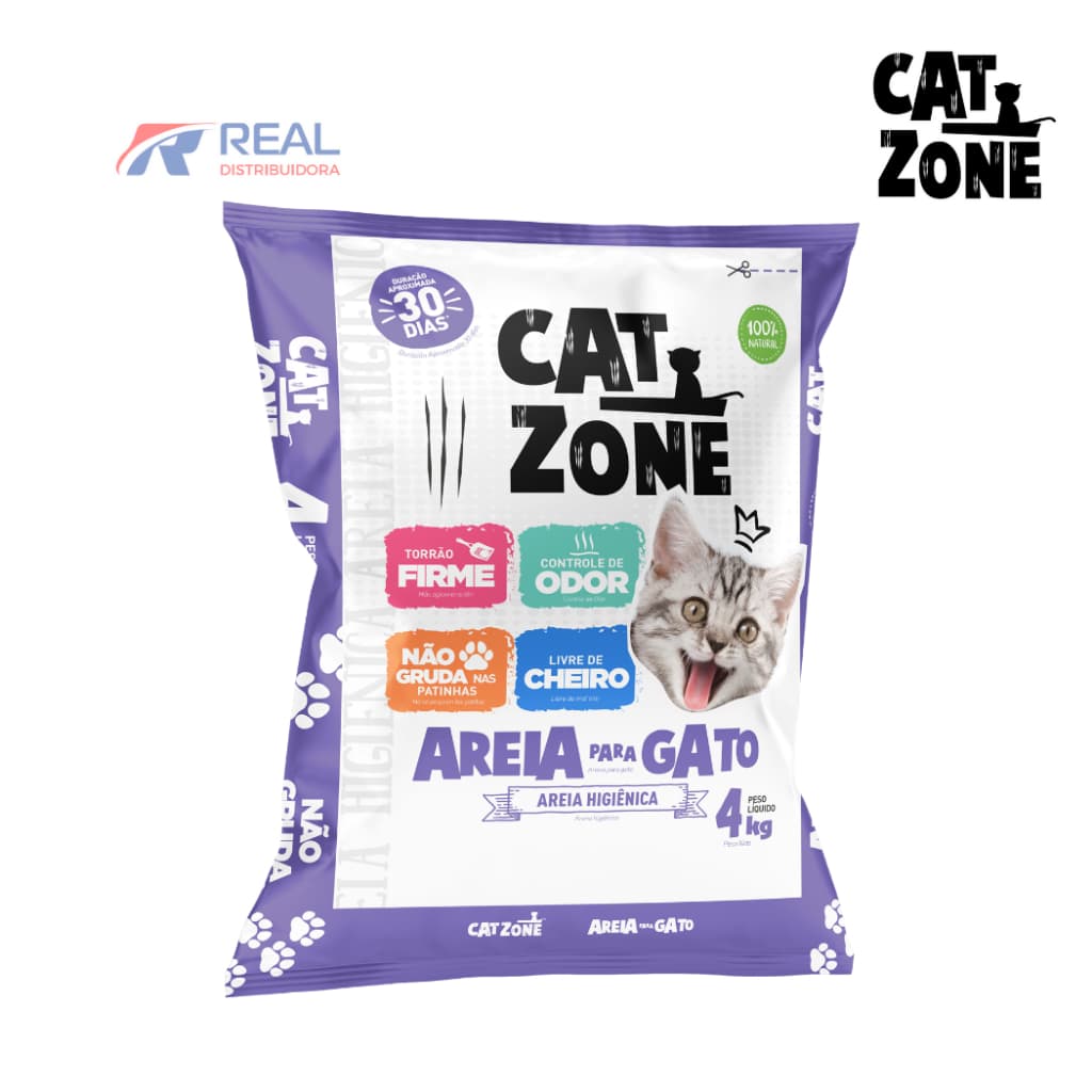 AREIA HIGIENICA PARA GATO CAT ZONE 4 KG BENTONITA