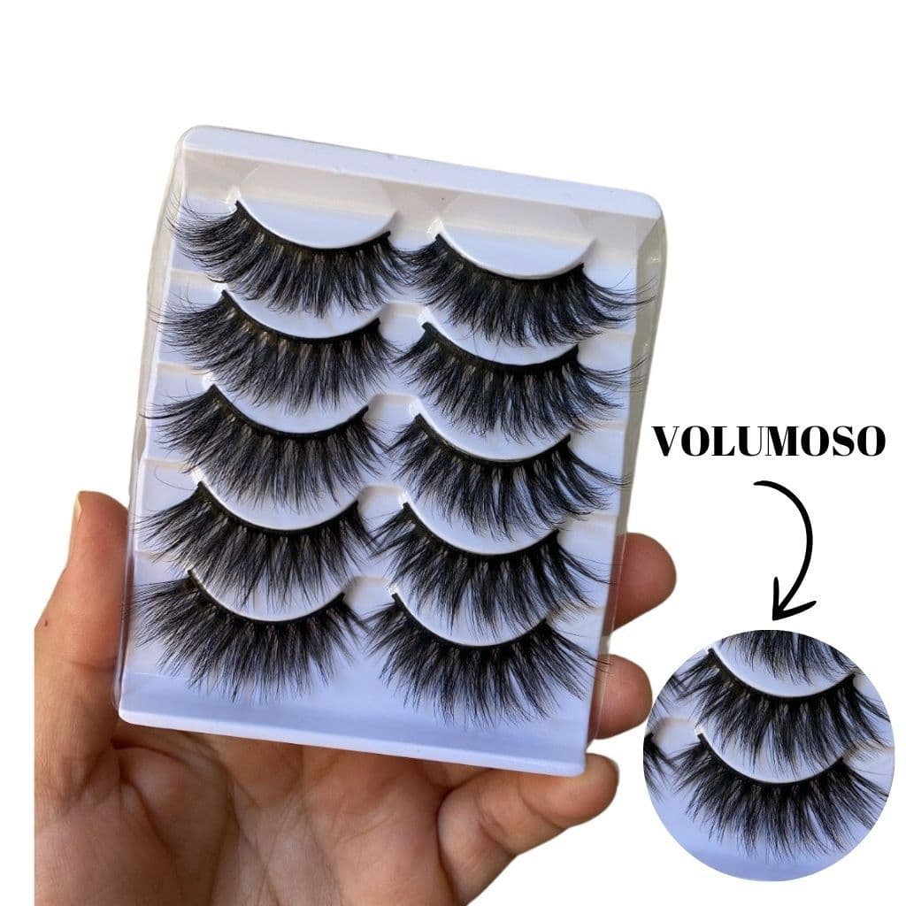 Cartela Cílios Postiços 5 Pares Mink 3D 52 -5D064 Hinfinity efeito volumoso