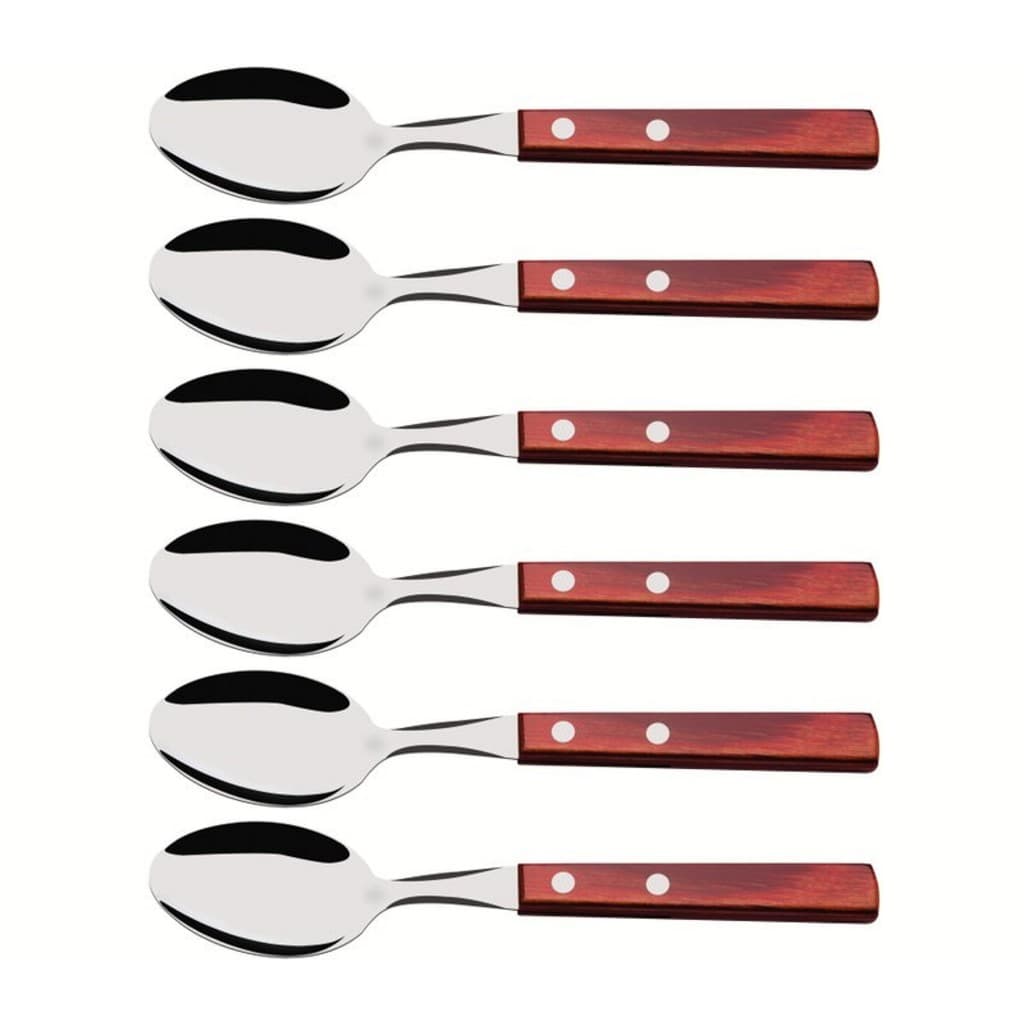 Kit 6 Colheres para Chá Tramontina Polywood Vermelho – Aço Inox, Cabo de Madeira, Resistente à Temperatura