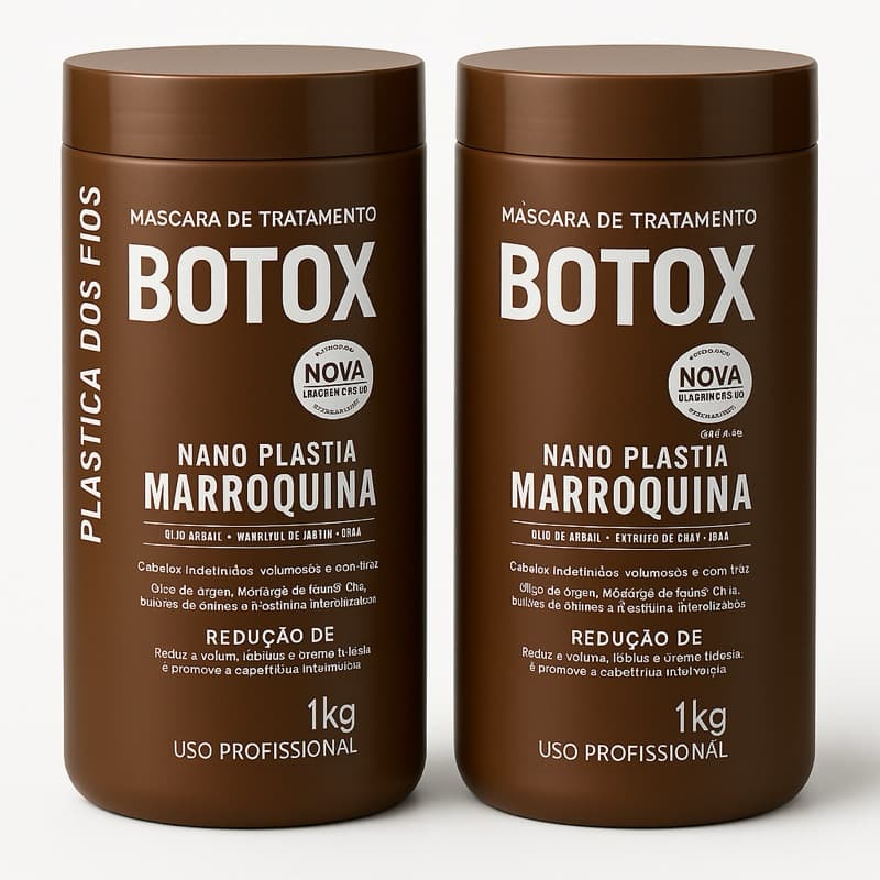 Kit 2 B0T0X Plástica dos Fios MARROQUINA Alisamento e Redutor de Volume Capilar 1Kg