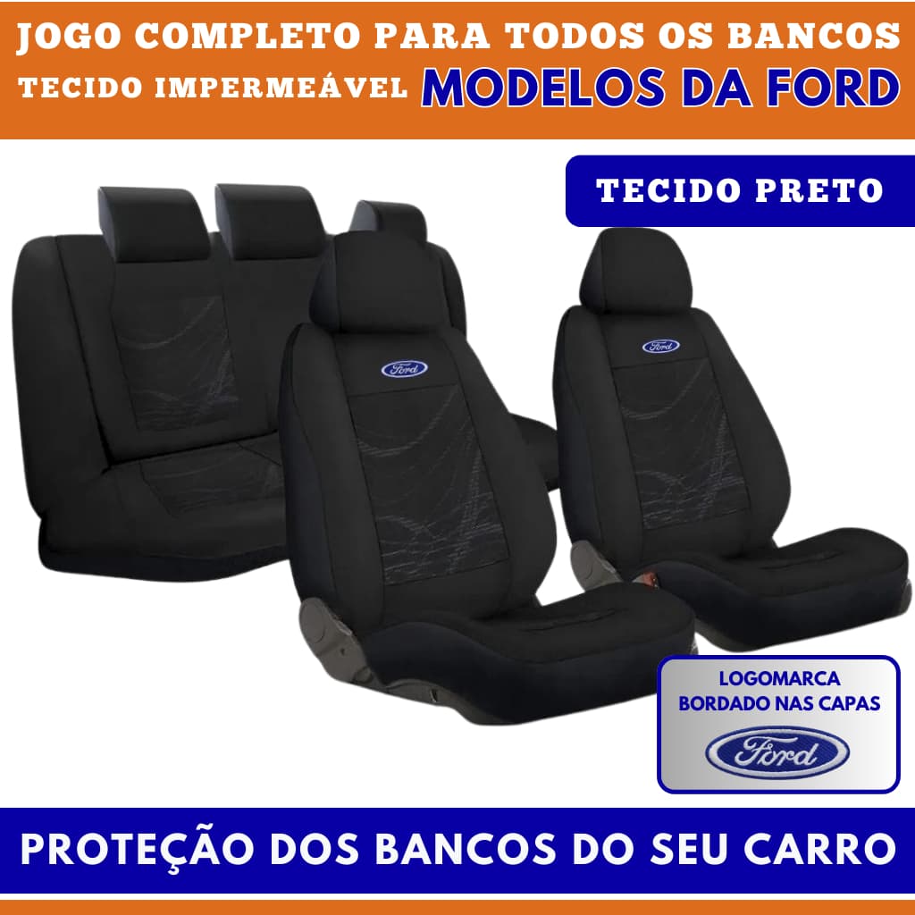 Capa Para Banco Automotivo Carro Ford Tecido Original Grosso Impermeável Acolchoado e Impermeável Todos Veículos